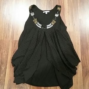 NY Collection Black Ruffle Tank